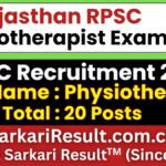 RPSC Physiotherapist Recruitment 2026 | Sarkari Result