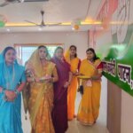 राजीव भवन के लोकार्पण से पहले महिला कांग्रेस ने दीवारों पर लगाए पंजे के निशान