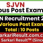 SJVN Various Post Recruitment 2026