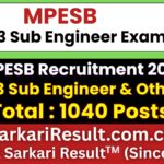 MPESB Group 3 Sub Engineer & Other Post Recruitment 2026