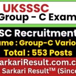 UKSSSC Group C Various Post Recruitment 2026