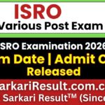 ISRO SDSC Various Post Admit Card 2026 Out