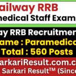 RRB Paramedical Staff Recruitment 2026
