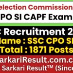 SSC CPO SI CAPF Recruitment 2026