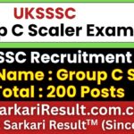 UKSSSC Group C Scaler Recruitment 2026