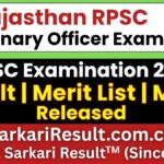 RPSC Veterinary Officer Merit List, Marks 2026