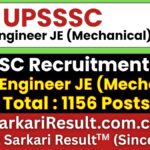 UPSSSC Junior Engineer JE (Mechanical) Recruitment 2026