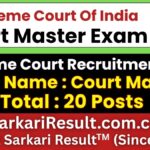 Supreme Court SCI Court Master Recruitment 2026