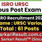 ISRO URSC Various Post Recruitment 2026